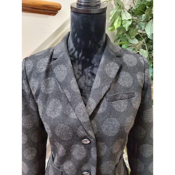 GAP The Academy Blazer Black Gray Polka Dot Wool Blend Blazer Jacket Size 4 - Picture 3 of 12